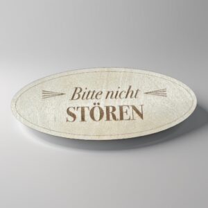 Holzschild Bitte nicht stören oval aus Birkenholz