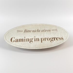 Holzschild Bitte nicht stören – Gaming in progress oval